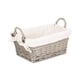 image 1 of Medium Antique Wash Handled Lined Storage Basket | White | White