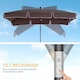 image 3 of Outsunny Aluminium Sun Umbrella Parasol Patio Rectangular 2M x 1.3M Brown
