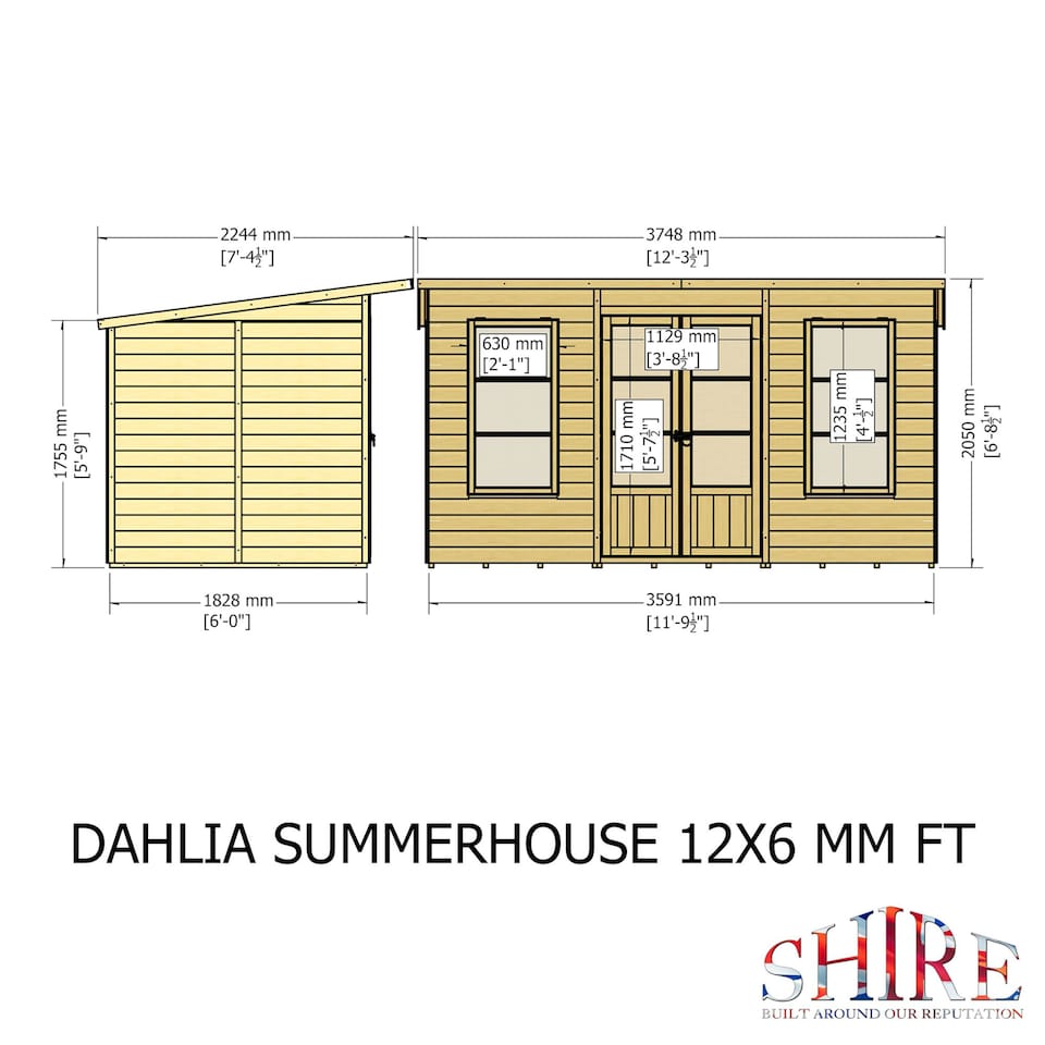 image 1 of Dahlia 12x6 Pent Summerhouse