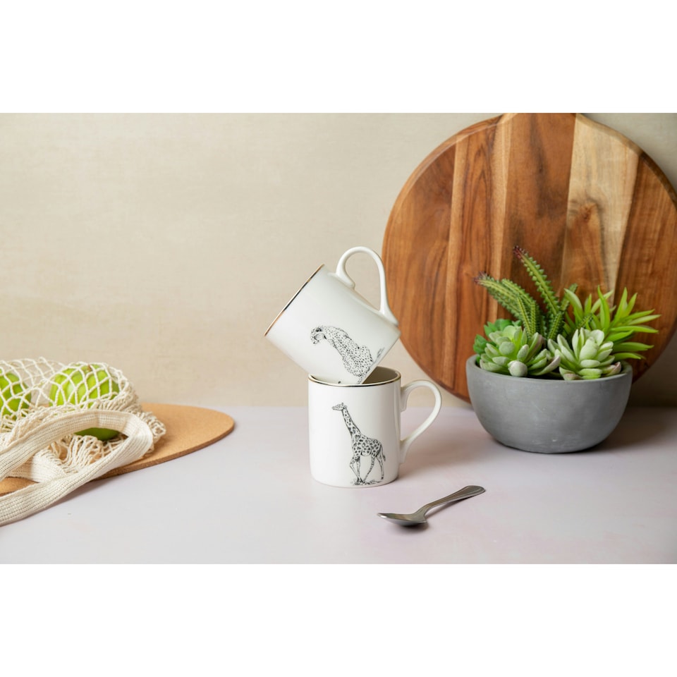 image 1 of Mikasa Cheetah Straight-Sided Porcelain Mug, 280ml | White