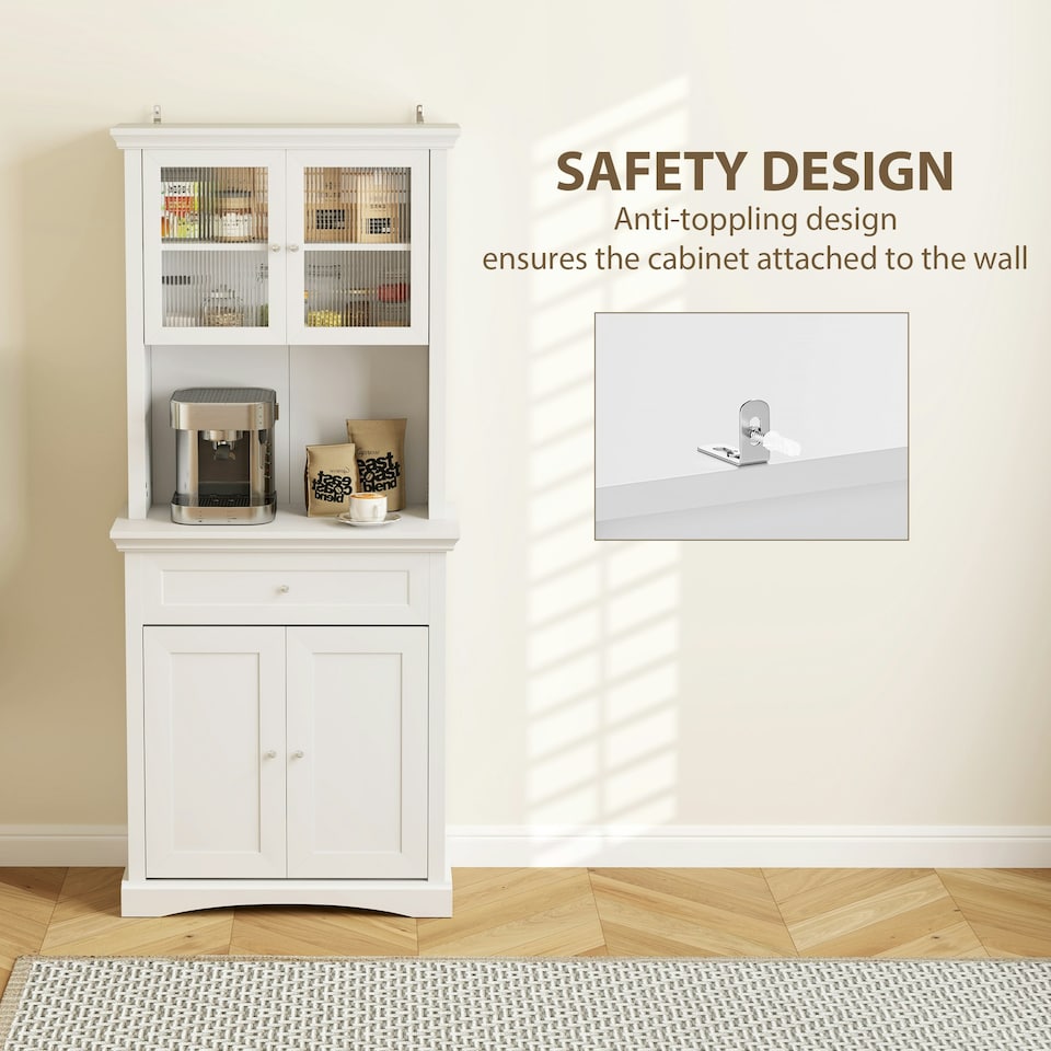 image 1 of HOMCOM Kitchen Cupboard Storage Cabinet with Drawer, Doors and Shelves, White