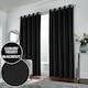 image 1 of Luxury Enhanced Living Black Velvet, Supersoft, 100% Blackout, Thermal Pair of Curtains with Eyelet Top - 90x108 inch (229x274cm)