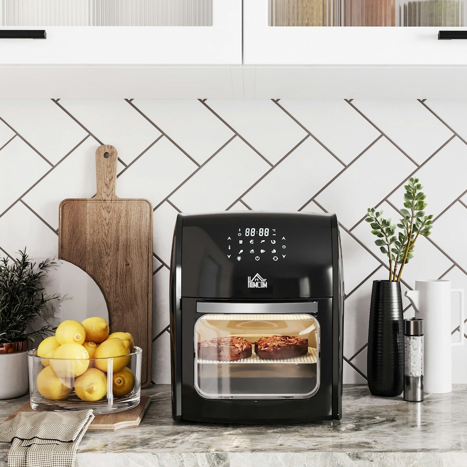 image 1 of HOMCOM 12L Air Fryer Oven with 8 Preset Modes Rapid Air Circulation 1800W Black