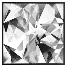 Black & white geometric grunge pattern (Picutre Frame) Black | M