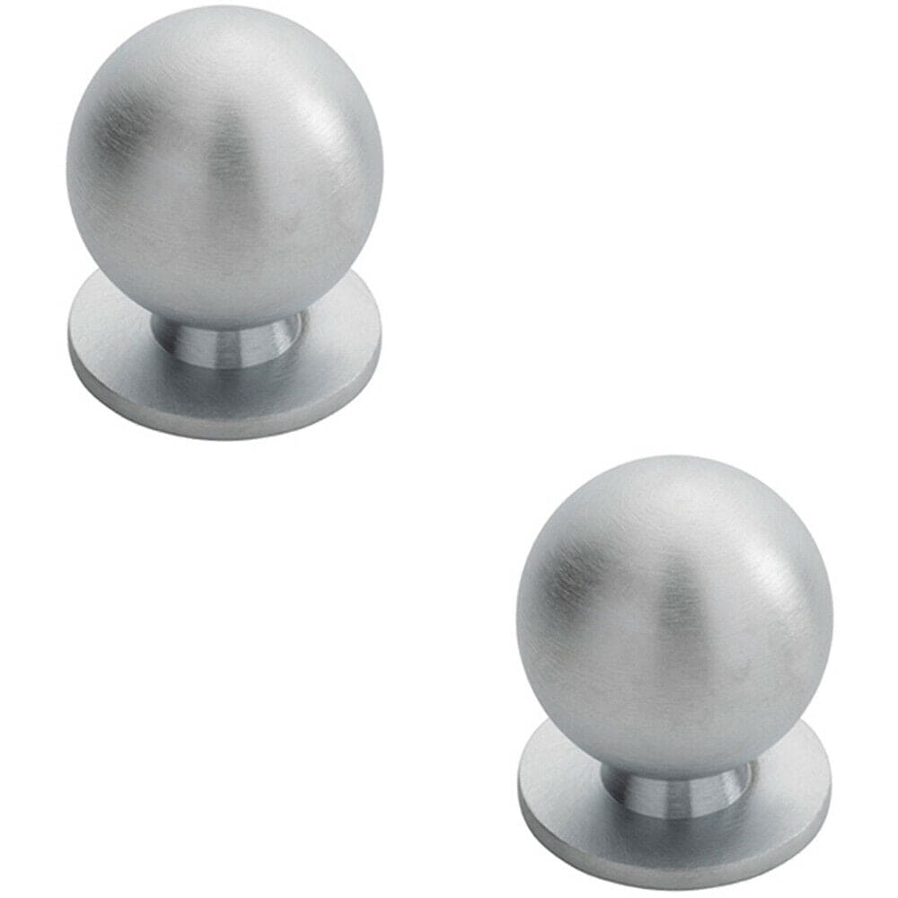 Loops 2x Solid Ball Cupboard Door Knob 30mm Diameter Satin Chrome Cabinet Handle