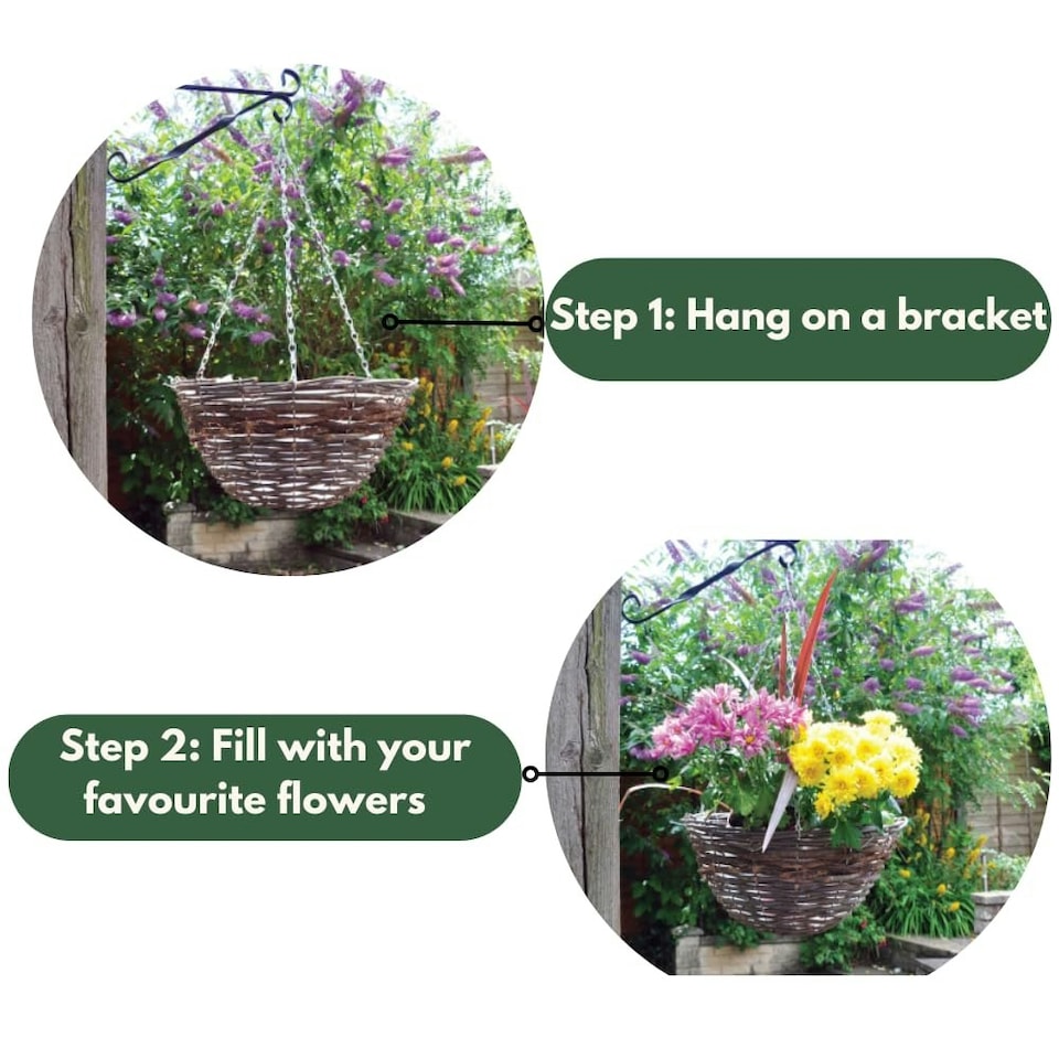 image 1 of Marco Paul Dark Brown Rattan Hanging Garden Basket 14" | Brown