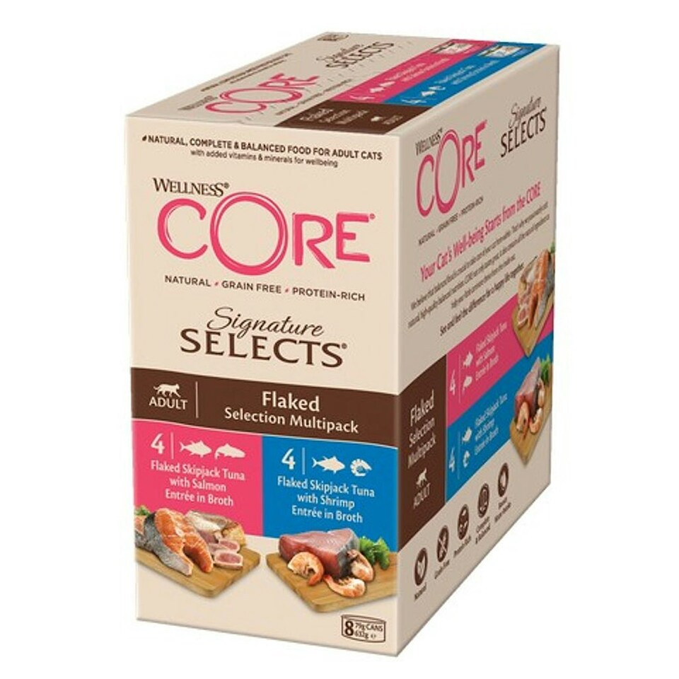 image 1 of Wellness CORE Cat Wet Adult Signature Selects Flaked Multipack 8 x 79g