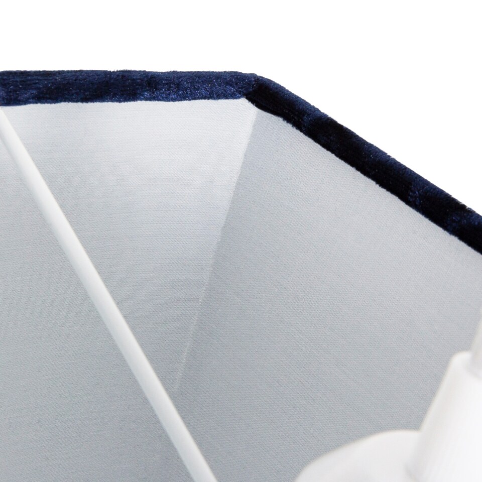 image 1 of Contemporary Designer Midnight Blue Crushed Velvet Fabric Rectangular Lamp Shade | Blue | 12"