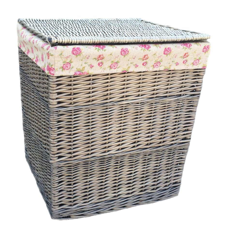 image 1 of Square Laundry Basket Set 2 With Garden Rose Lining | Multi | Garden Rose