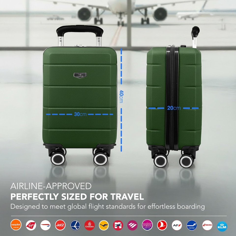 image 1 of Lugg Jetset Lightweight ABS Hard Shell Cabin Suitcase with 4 Spinner Wheels (40x30x20cm)