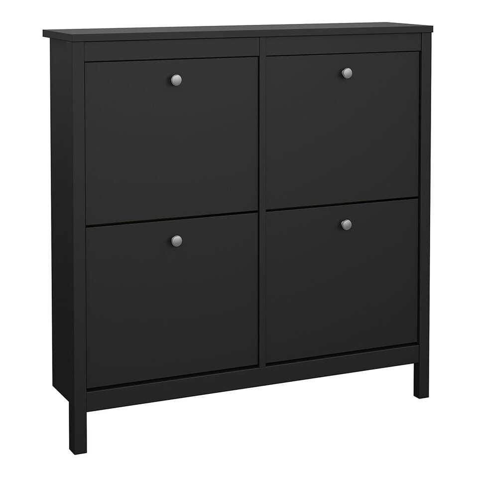 image 1 of Madrid Shoe Cabinet 4 Flip Down Doors in Matt Black