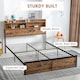 image 7 of HOMCOM Industrial King Bed Frame, 5.2FT Steel Bed Base with Storage Headboard, Footboard, Slatted Support and Under Bed Storage, 158 x 222cm, Rustic Brown