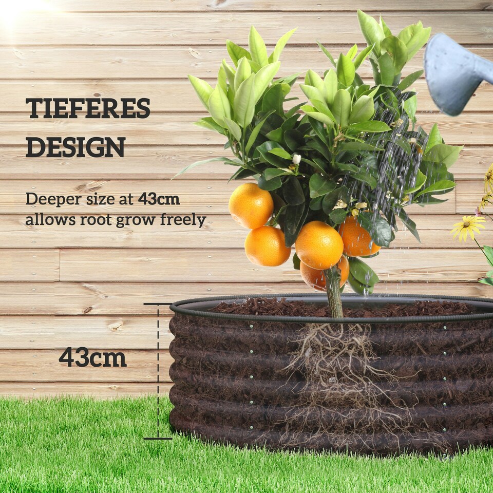 image 1 of Outsunny Galvanised Planter with Gloves, 120 x 120 x 43cm, Dark Grey 
