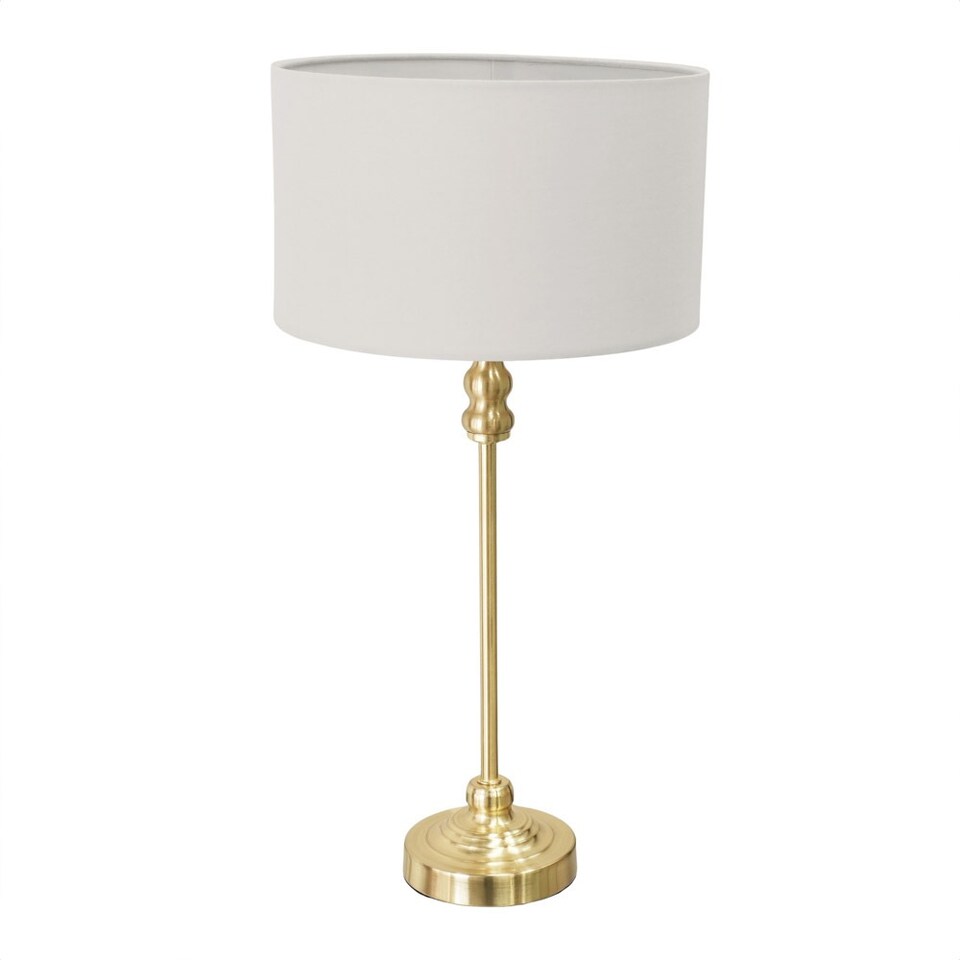 image 1 of ValueLights Maggie Gold Candlestick Table Lamp Grey Shade | Gold