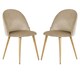 image 1 of Set of 2 Lucia Ergonomic Velvet Dining Chairs with Wooden Legs, Modern Upholstered Accent Chair | Brown | Beige