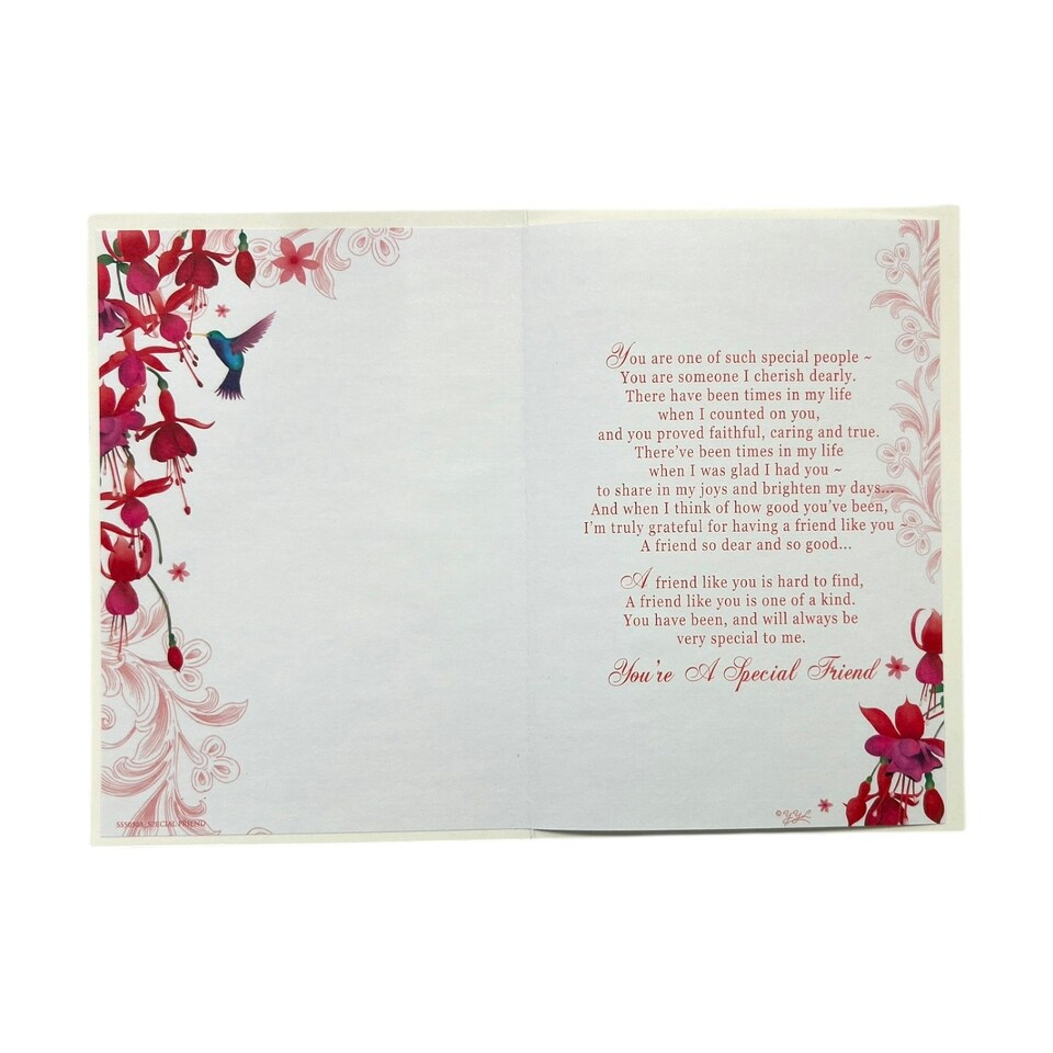 image 1 of Special Friend Bird And Red Flower Design Greeting Card