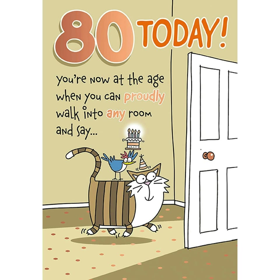 Words 'n' Wishes Traditional Age 80 Birthday Card for a Friend, 80th Birthday Card, Multi-Coloured, 23.5 x 16.5 cms