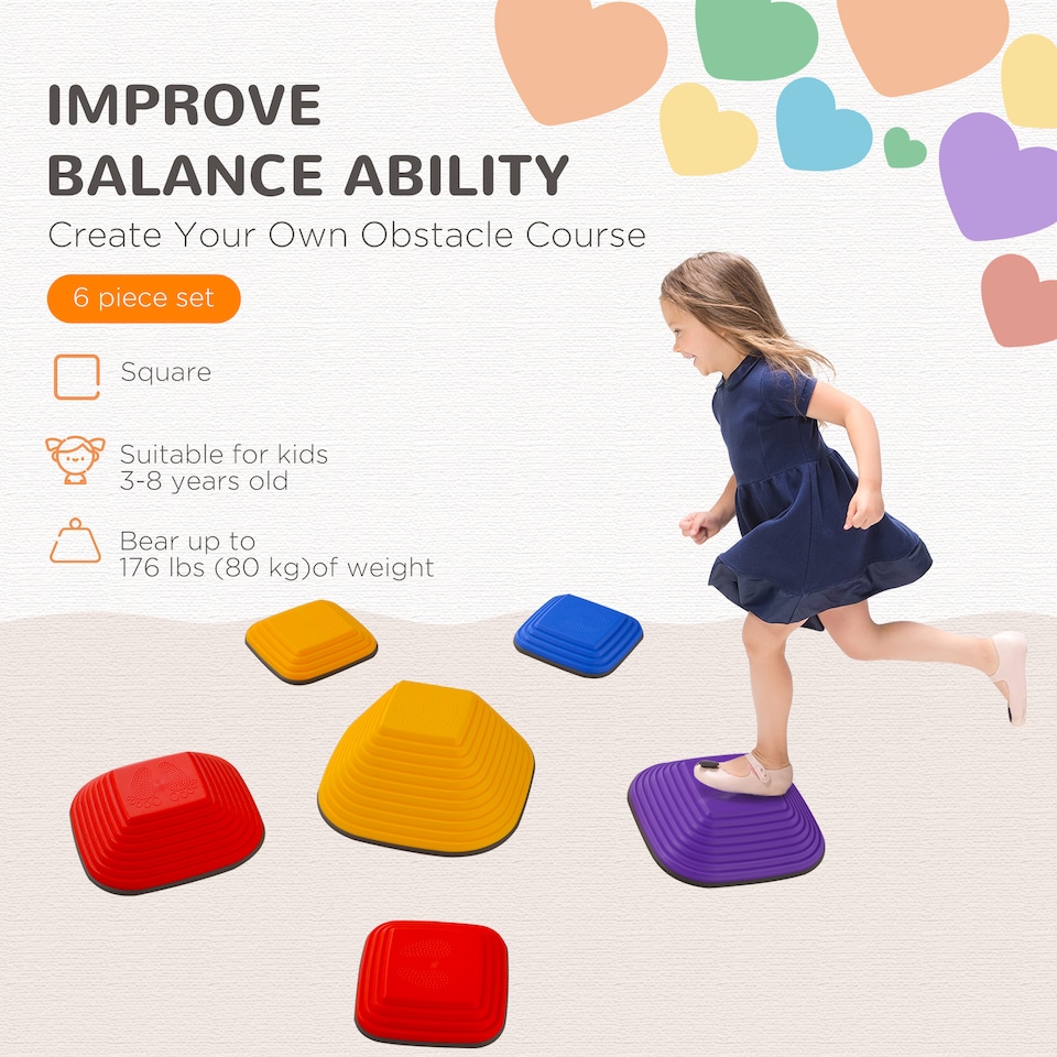 image 1 of AIYAPLAY Balance Stepping Stones, 6-Piece Sensory Toy for Ages 3-8 Years