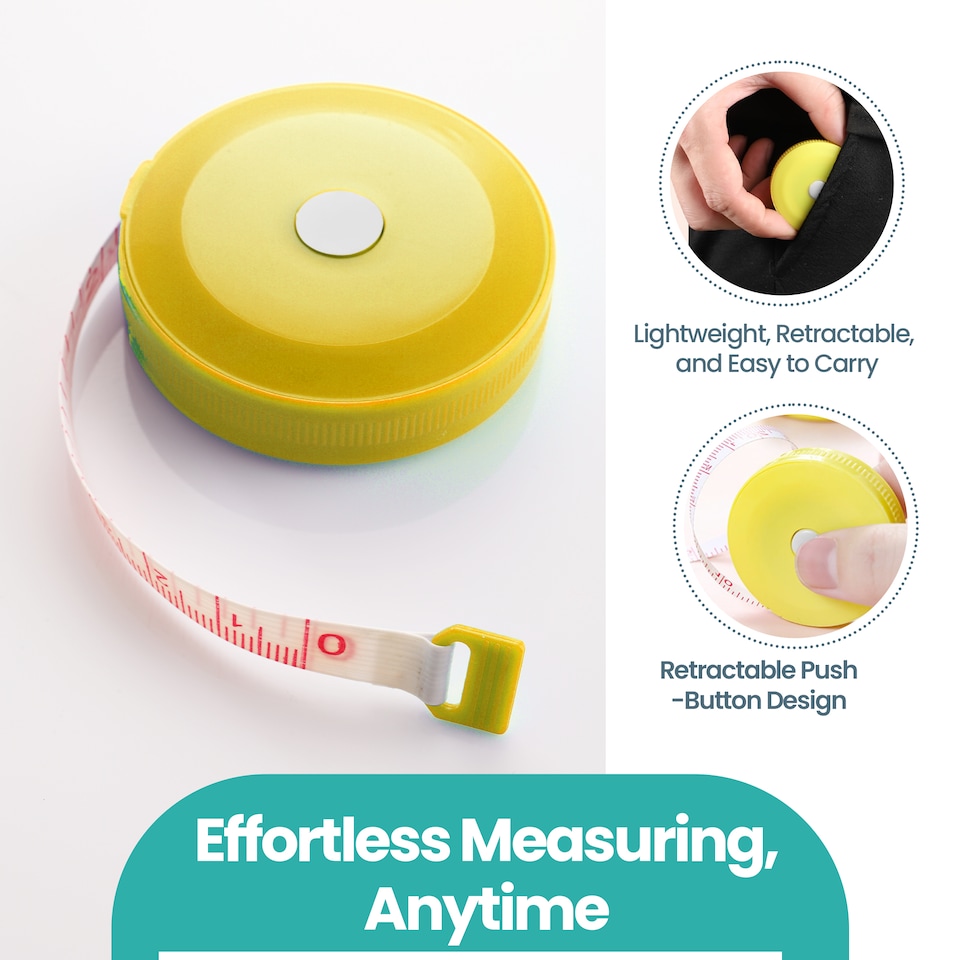 image 1 of 150cm Retractable Measuring Tape, Dual Sided Soft Round Design