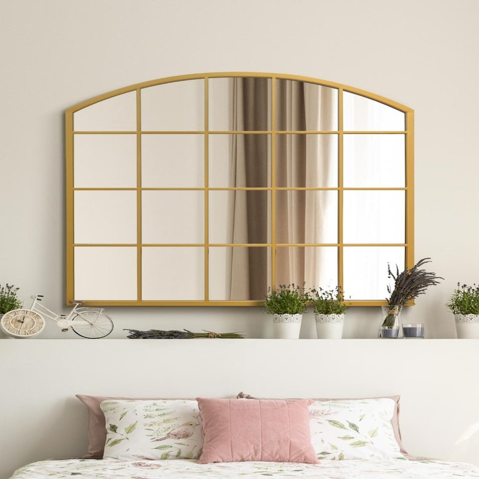 image 1 of The Arcus - Gold Framed Arched Window Leaner/Wall Mirror 39" X 39" (100x100CM) Suitable for Inside and Outside! Gold