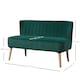 image 3 of HOMCOM Modern Velvet Double Seat Sofa w/ Wood Frame Foam Padding High Back Soft Comfortable Compact Couch Home Office Green