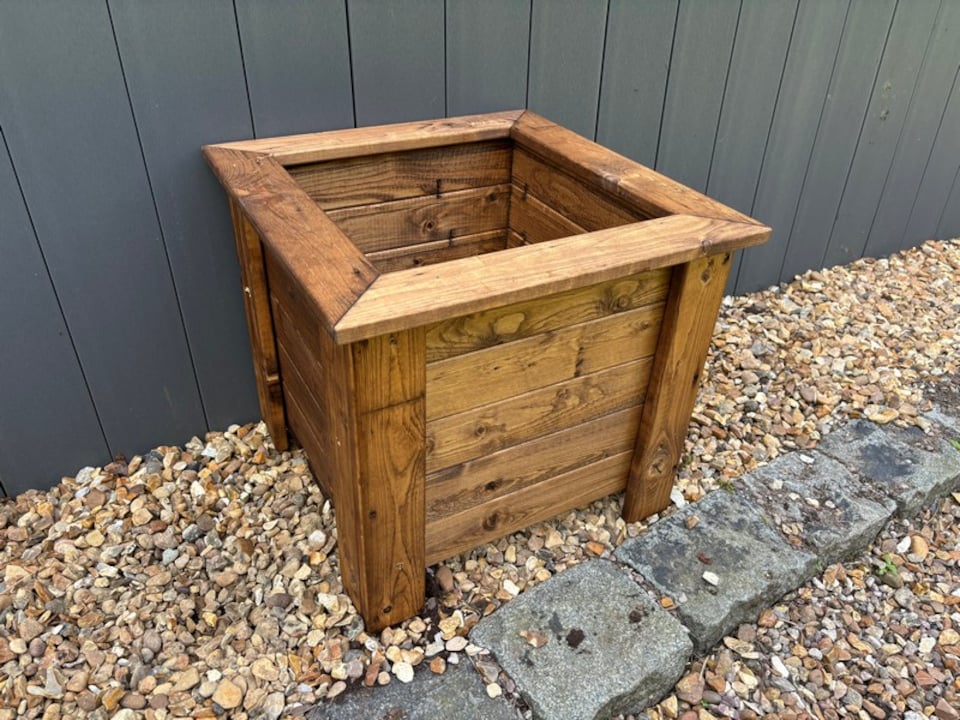 image 1 of Prestbury Raised Square Large Planter - Timber - L47.5 x W47.5 x H42 cm - Minimal Assembly Required | Brown