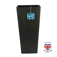 Tall Tapered Black Light Concrete Garden Planter H65 L32 W32 cm, 67 ltrs Cap.