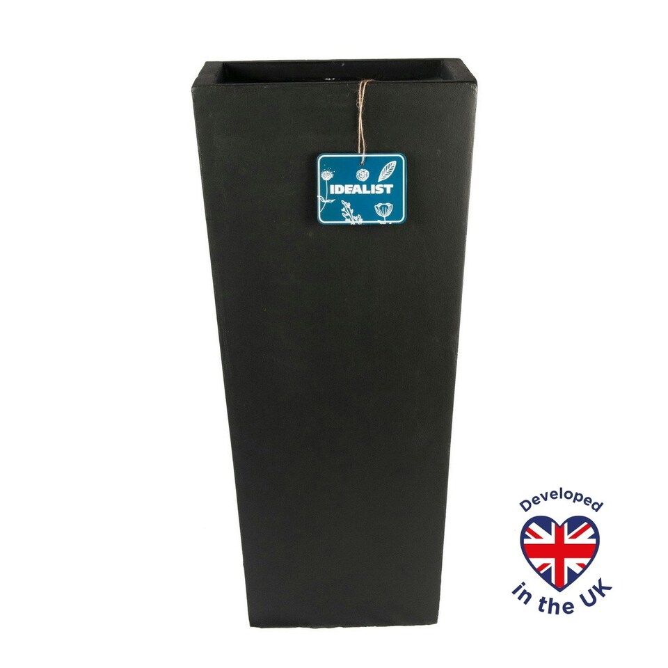 image 1 of Tall Tapered Black Light Concrete Garden Planter H65 L32 W32 cm, 67 ltrs Cap.