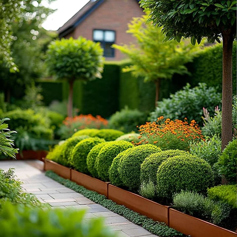 image 1 of 1m Heavy Duty Metal Garden Borders with Pega - Set of 5 | Bronze | Rust