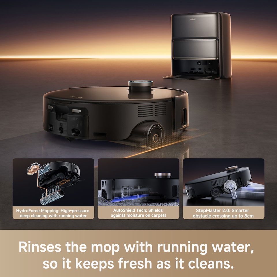 image 1 of MOVA Z60 Ultra Roller Complete Robot Vacuum Cleaner and Mop, 28000Pa Suction Power, Obstacle Avoidance and Step Clearance, Black