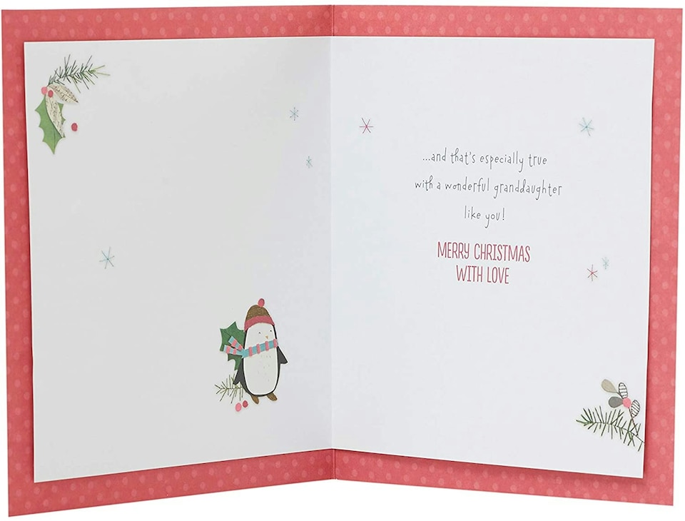 image 1 of Granddaughter Penguins Hand Finished Christmas Card