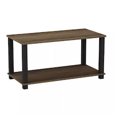 Sandra 2 Tier Coffee Table Side Table With Shelf TV Stand Minimalist Style 83cm | Multi | Dark Oak with Black Legs