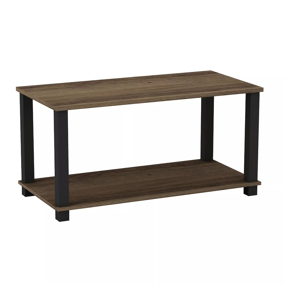 image 1 of Sandra 2 Tier Coffee Table Side Table With Shelf TV Stand Minimalist Style 83cm | Multi | Dark Oak with Black Legs