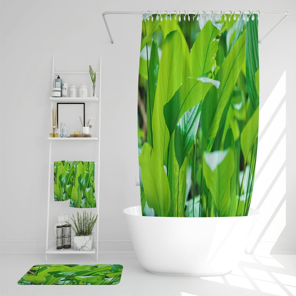 image 1 of Green leaf background abstract of nature (Bathroom Set)