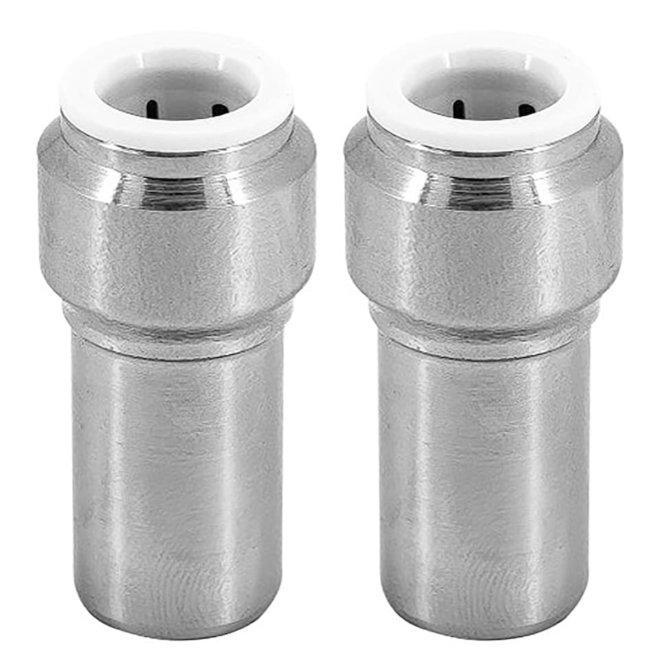 image 1 of SPARES2GO Radiator Valve 15mm x 10mm Pushfit Chrome Speed Fit Reducing Straight Compression Stem (Pack of 2)