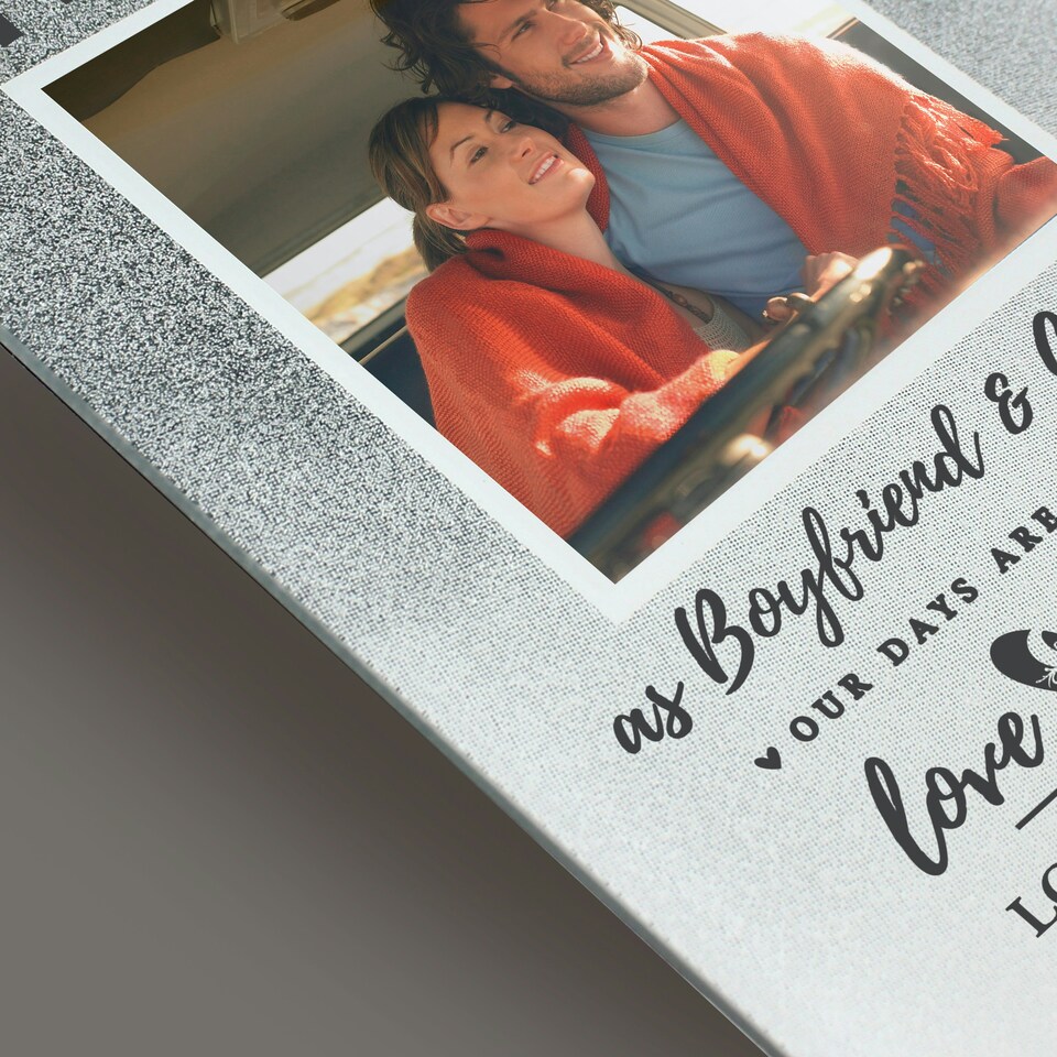 image 1 of Personalised Anniversary 4x4 Glitter Glass Photo Frame Silver | One Size