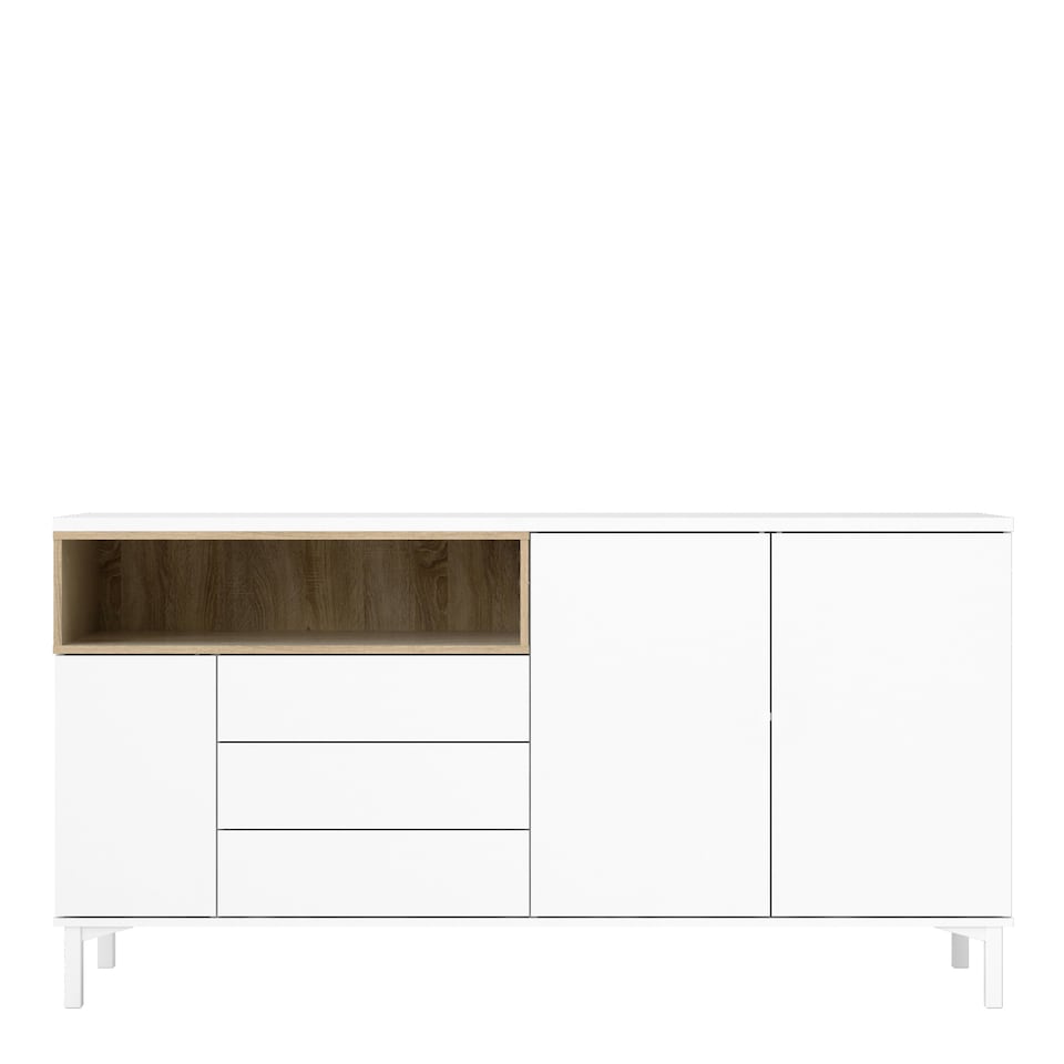 image 1 of Roomers Sideboard 3 Drawers 3 Doors in White and Oak