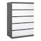 image 1 of Naia Chest of 5 Drawers in Concrete and White High Gloss
