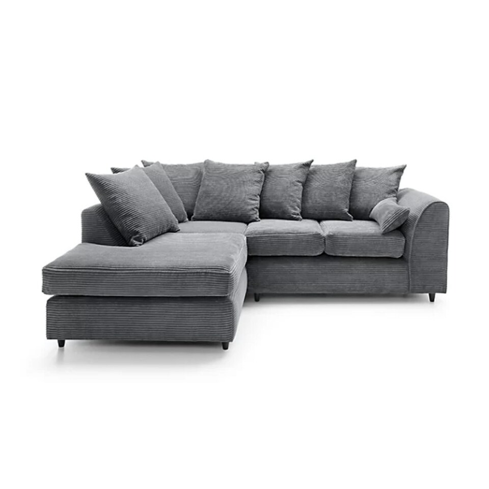 image 1 of Rivoli L Shape Corner Sofa in Jumbo Cord - Left Hand Facing Chaise Black