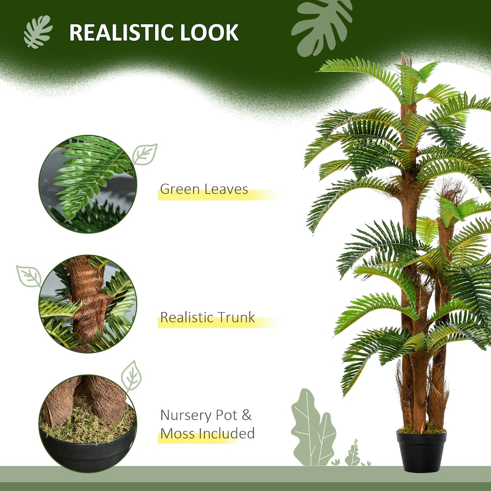 image 1 of Outsunny Artificial Palm Plant Fake Tree for Home Office, 150cm