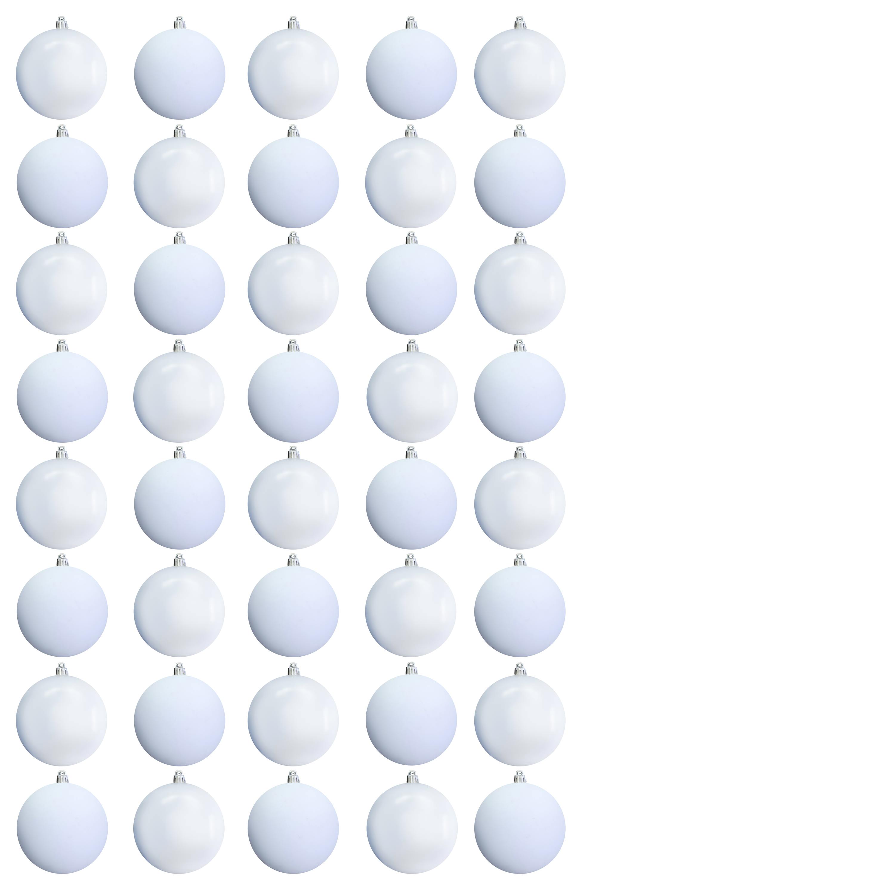 Christmas Tree World 8cm Bauble Set Shiny/Matt (40 pc) - White