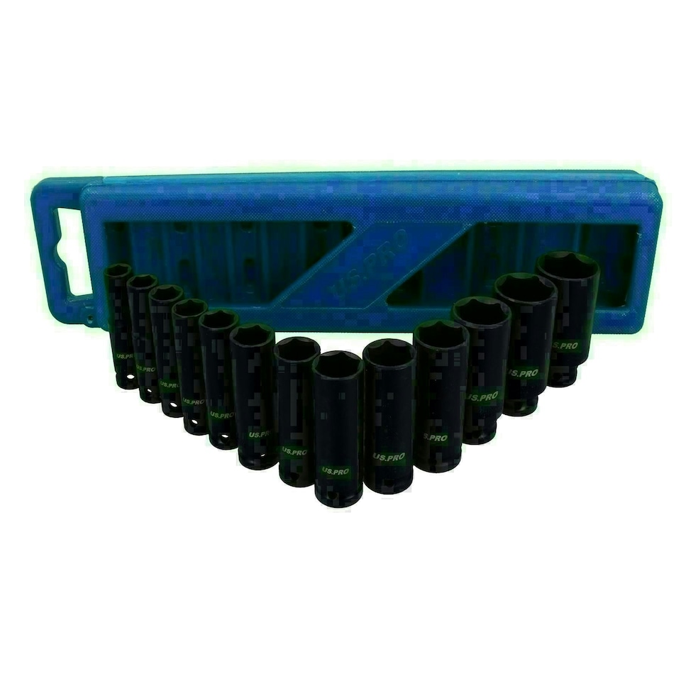 image 1 of 1/2" Drive Air Impact Wrench 406 ft/lbs + 13pc Deep Metric Impact Sockets 13 - 32mm