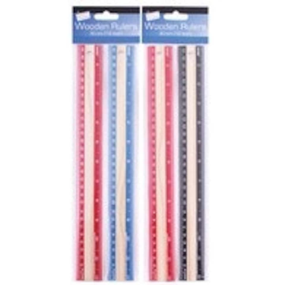 image 1 of Just Stationery 12 inch Wooden Ruler (Pack of 2)