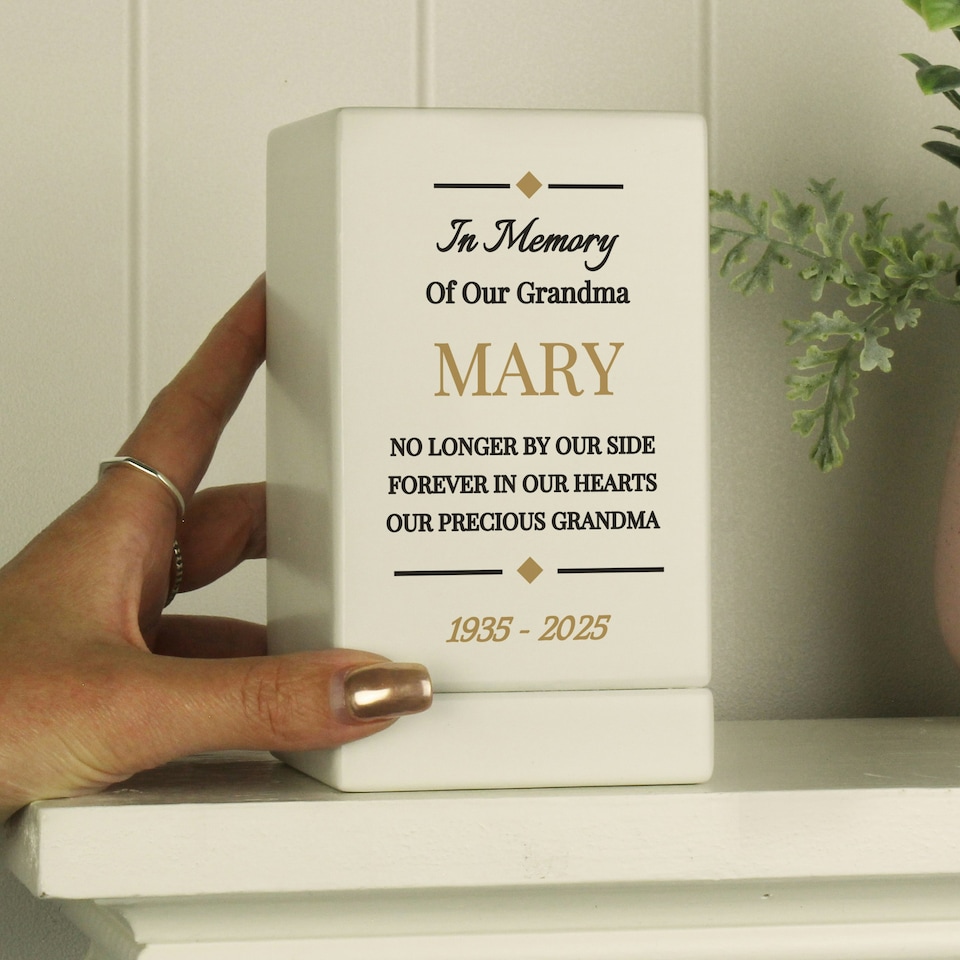 image 1 of Personalised Memorial Small Wooden Urn