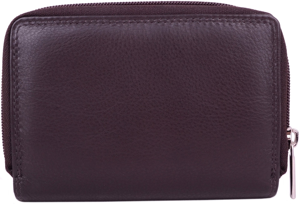 image 1 of London Leathergoods Womens RFID Protected Leather Money / Coin Holder / Purse | Brown | Dark Brown