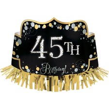 Amscan Fringe Foil Crown Party Hat - Black/Gold - One Size