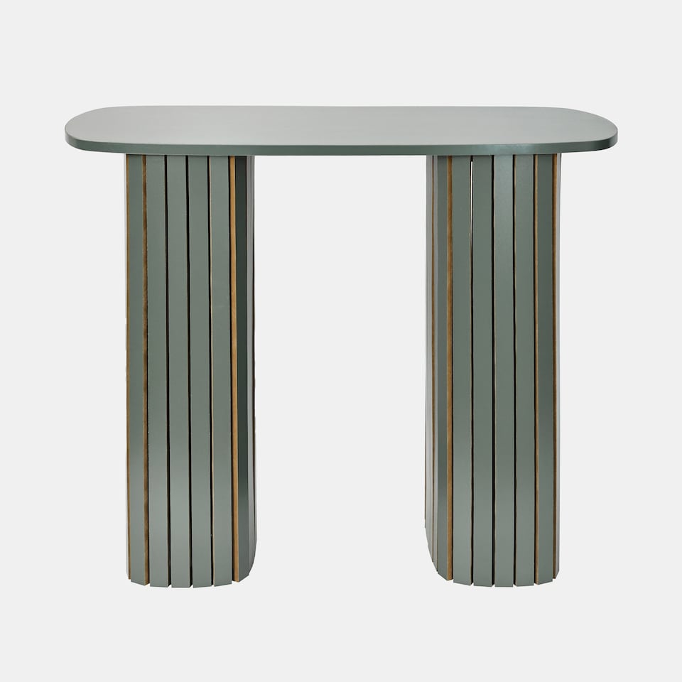 image 1 of OHS Madison Console Table Ribbed Engineered Wood Entryway Display Desk