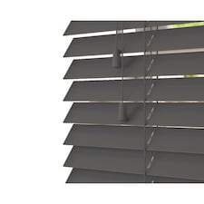 260cm Slate Smooth Finish Faux Wood Venetian Blinds with Strings  (120cm Drop) | Grey | Grey