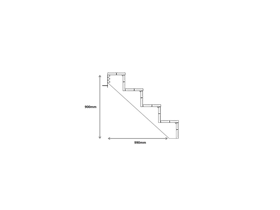 image 1 of eDecks 4-Step Decking Stairs Kit, Pressure Treated Timber - 890mm Span