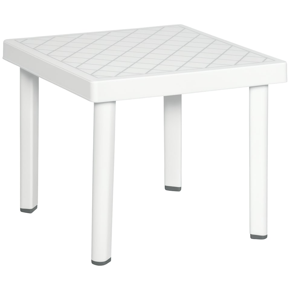 image 1 of Outsunny Garden End Table Outdoor Square Accent Coffee Table for Drink Snack